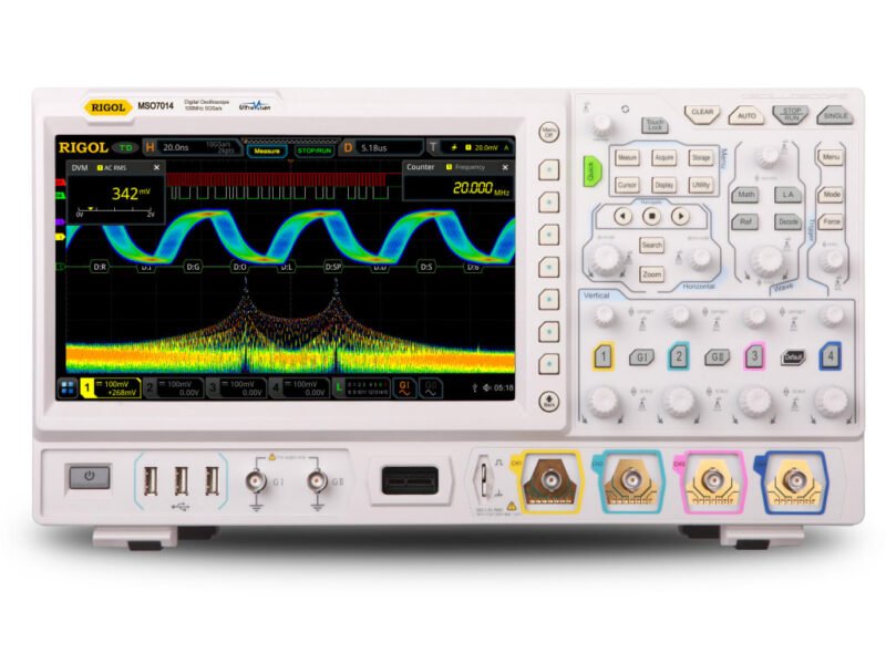 MSO7014.jpg Rigol MSO7014 - 100MHz MSO with 4 Analog and 16 Digital Channels, 10GS/s Sampling