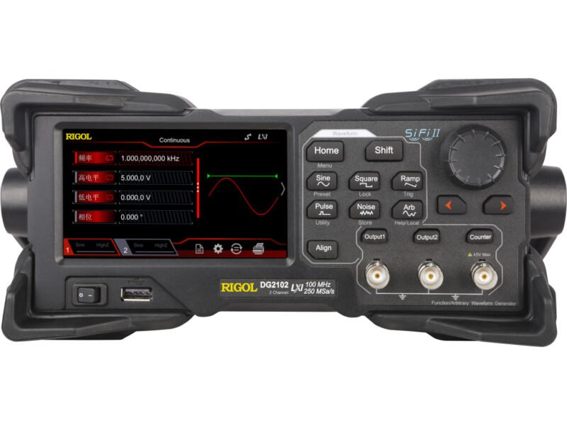 RigolDG2102.jpg Rigol DG2102 - Two Channel, 100 MHz Function / Arbitrary Waveform Generator