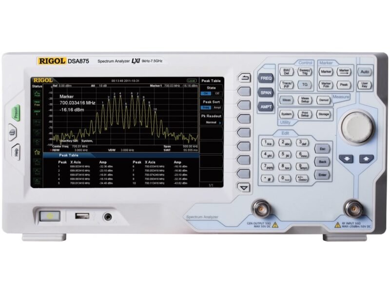 Rigol_DSA875.jpg Rigol DSA875 Spectrum Analyzer, 9 kHz to 7.5 GHz