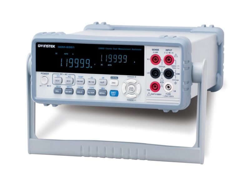 GDM-8351.jpg A digital multimeter displayed on a workbench, showcasing its essential features for measuring electrical values.