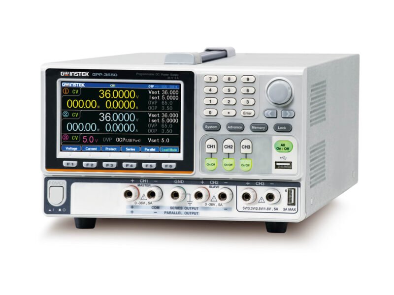 GPP-3650.jpg Instek GPP-3650 - 3CH DC Power Supply (CH1 and CH2: 0-36V/0-5A, CH3: 1.8V, 2.5V, 3.3V, 5V/ 5A)