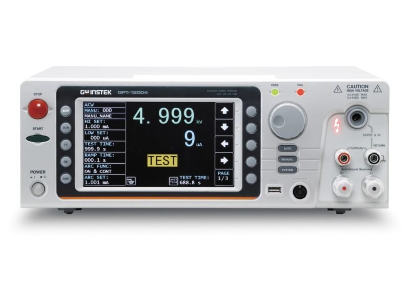 GPT-12004Front.jpg Instek GPT-12004 - AC/DC Electrical Safety Analyzer with Insulation Resistance and Ground Bond Testing