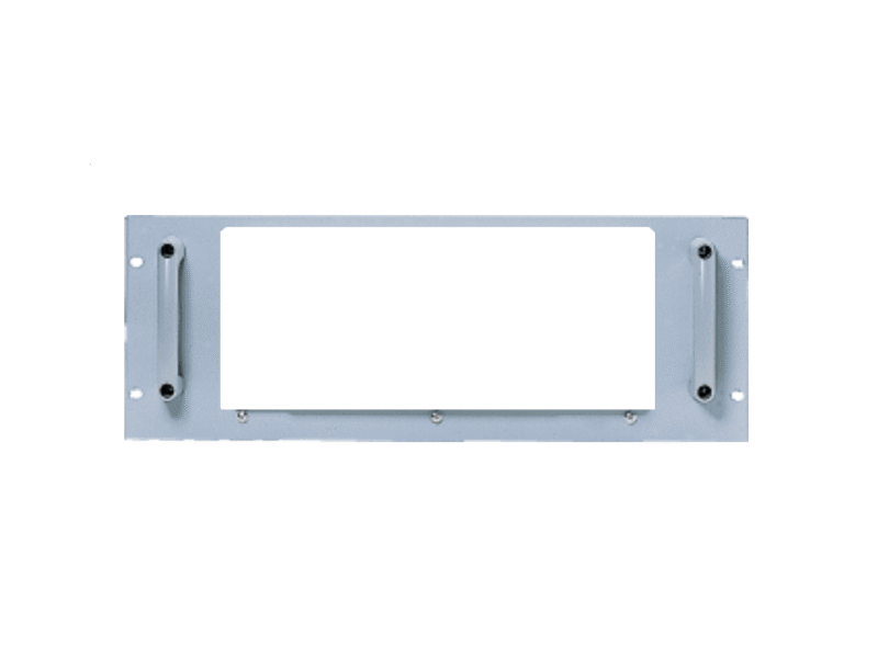 GRA-433-Rackmount.png A white metal plate featuring two holes and secured with two screws, showcasing a simple and functional design.
