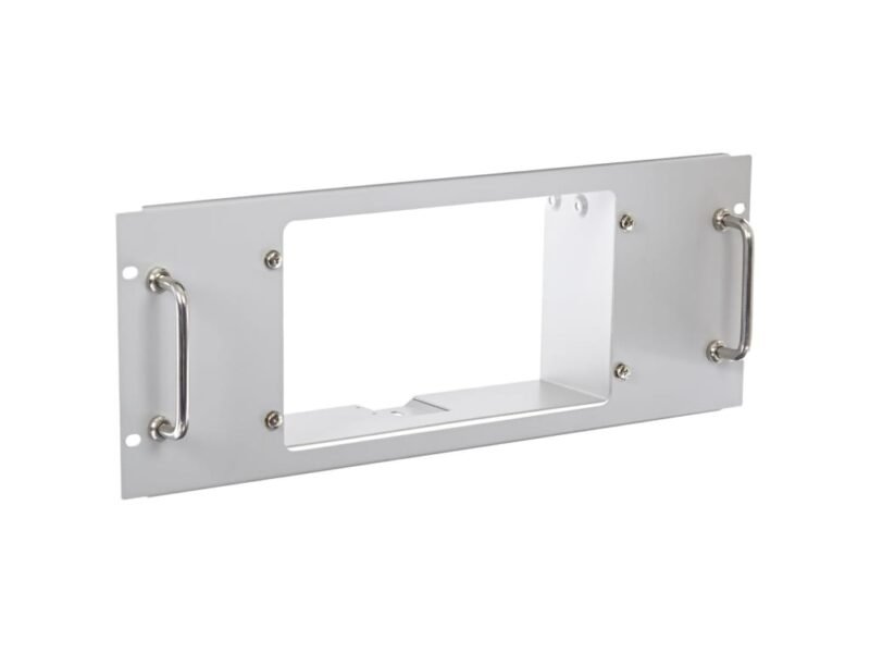 Instek-GRA-401.jpg A white wall-mounted plate featuring two sleek metal handles for easy access and stylish design.