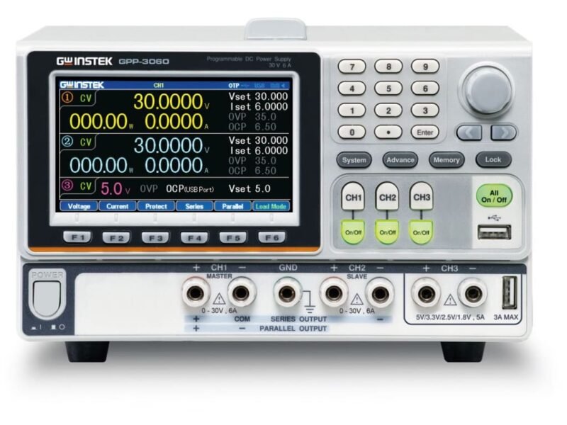 InstekGPP-3060_1.jpg Instek GPP-3060 - 3CH DC Power Supply (CH1 and CH2: 0-30V/0-6A, CH3: 1.8V, 2.5V, 3.3V, 5V/ 5A)