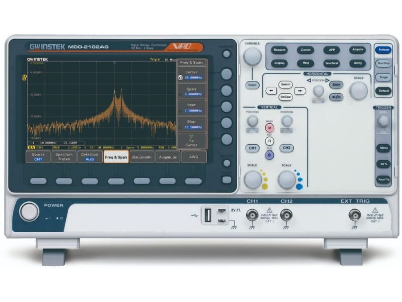 InstekMDO-2000AG.jpg Instek MDO-2102AG - 100 MHz/2 Channels Oscilloscope with Spectrum Analyzer and Dual 25 MHz AWG