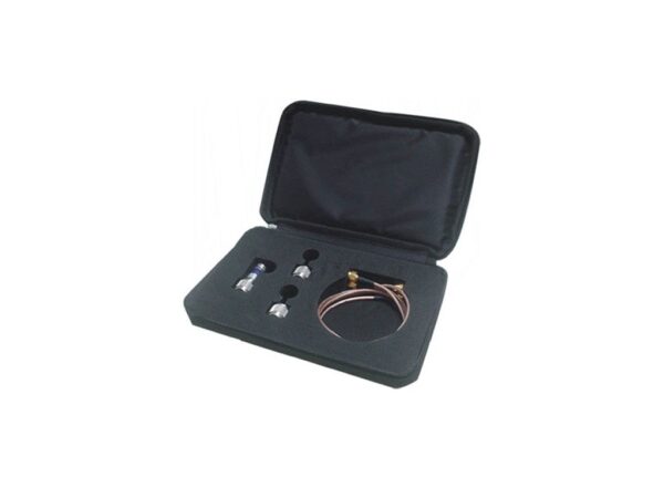 A black case containing four wires, neatly arranged for easy access and organization.