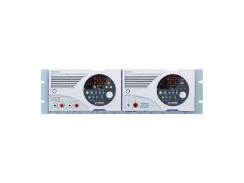 Instek_GRA-424.jpg Two electronic power supplies displayed on a white background, showcasing their compact design and functional features.