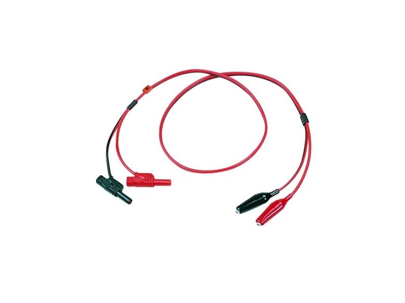 Instek_GTL-203A.jpg Two wires intertwined with a red cord and a white cord, showcasing a simple yet intricate arrangement of colors and materials.