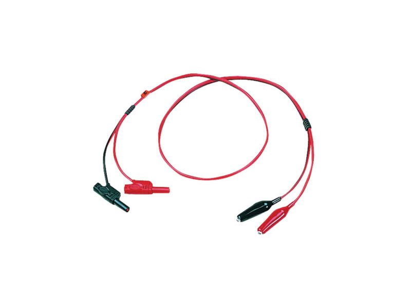 Instek_GTL-204A.jpg A red and black wire featuring two distinct wires intertwined together, showcasing their contrasting colors.