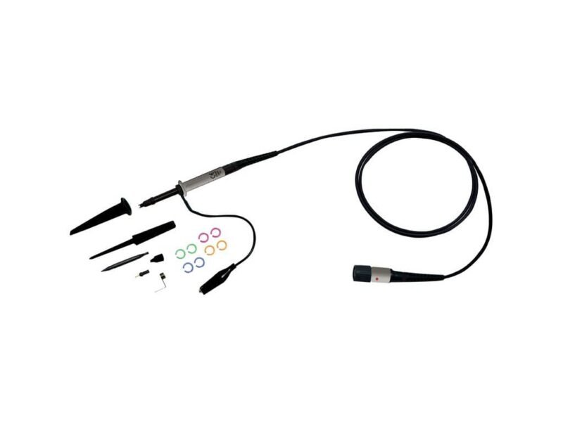 Instek_GTP-150B.jpg A black cord with a white plug, showcasing a simple yet functional design for electrical connections.