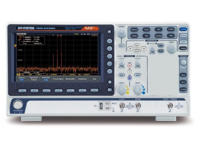 Instek_MDO-2202EG_Front.jpg Instek MDO-2202EG - 2 Channel / 200 MHz DSO with Spectrum Analyzer and 25 MHz AWG