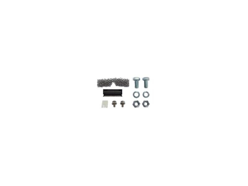 Instek_PSW-004.jpg A collection of screws and nuts arranged neatly on a white background, showcasing their metallic textures and shapes.
