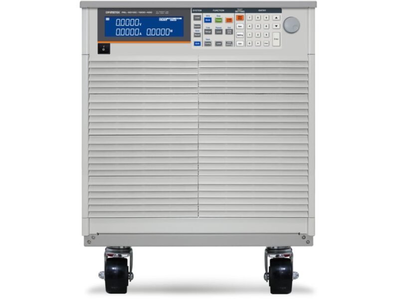 PEL-5010C-1200-400_1.jpg A large white and gray power supply unit mounted on wheels for easy mobility and transport.