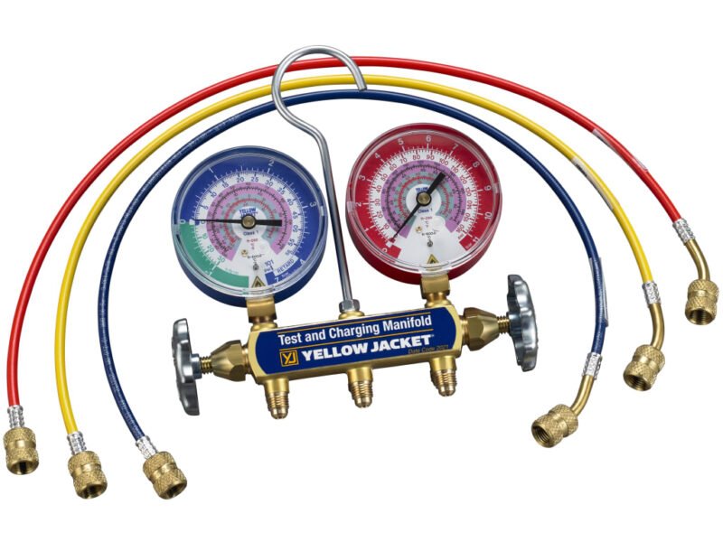 Yellow-Jacket_41868.jpg Yellow Jacket 41868 - Series 41 Hydrocarbon (R-290, R-600a) Two Valve Manifold with 24" Hoses