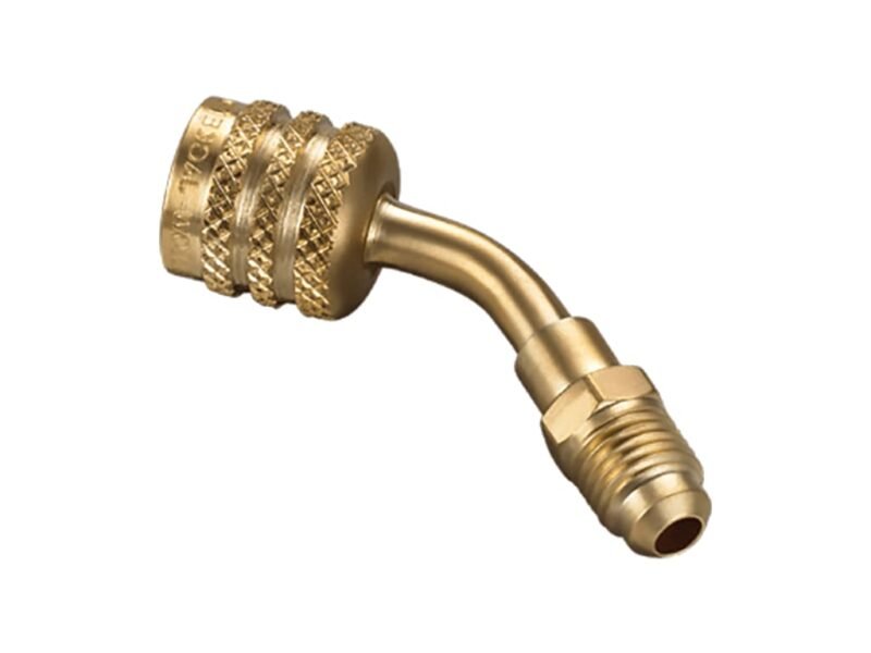 yellow19180.jpg Yellow Jacket 19180 - A2L Adapter for Left-Handed A2L Refrigerant Tanks (Adapter ¼" LH FFL TO ¼" RH MFL, 45°)